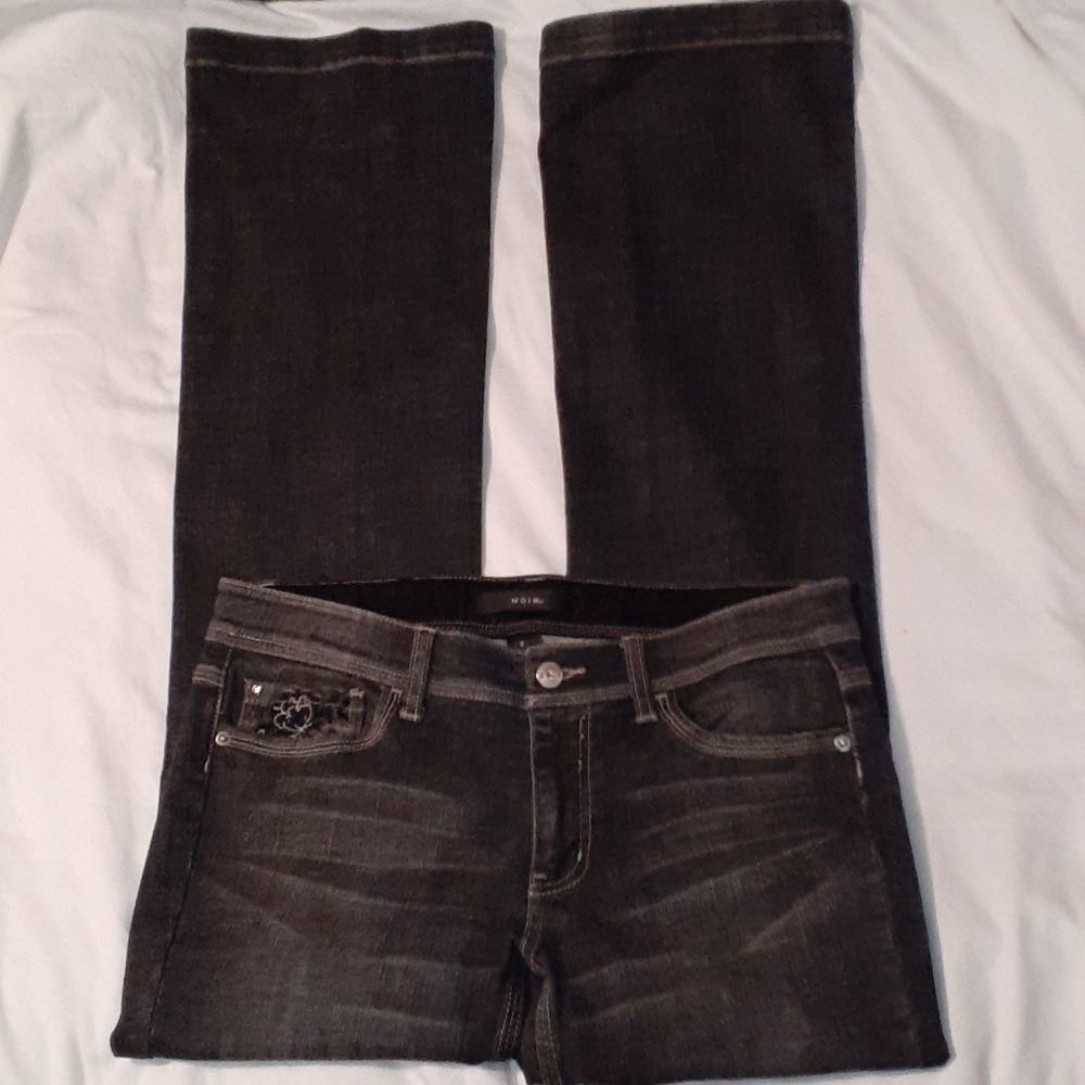 Noir Brand Acid Wash Straight Leg Black‎ Jeans 8